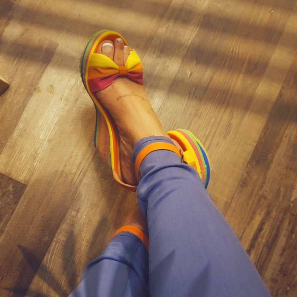 Rainbow Wedge heels